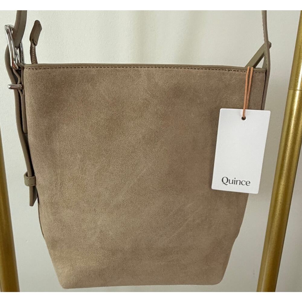 Quince NEW Italian Suede Bucket Crossbody, Sand - Picture 6 of 11